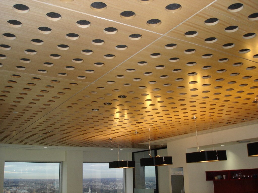 Acoustic ceiling and wall panelling