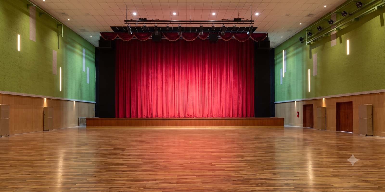 Auditorium with stage and curtain